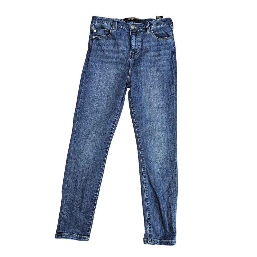 Liverpool High Rise Ankle Jeans Women 10 / 30 Petite Blue Med Wash Stretch Denim
